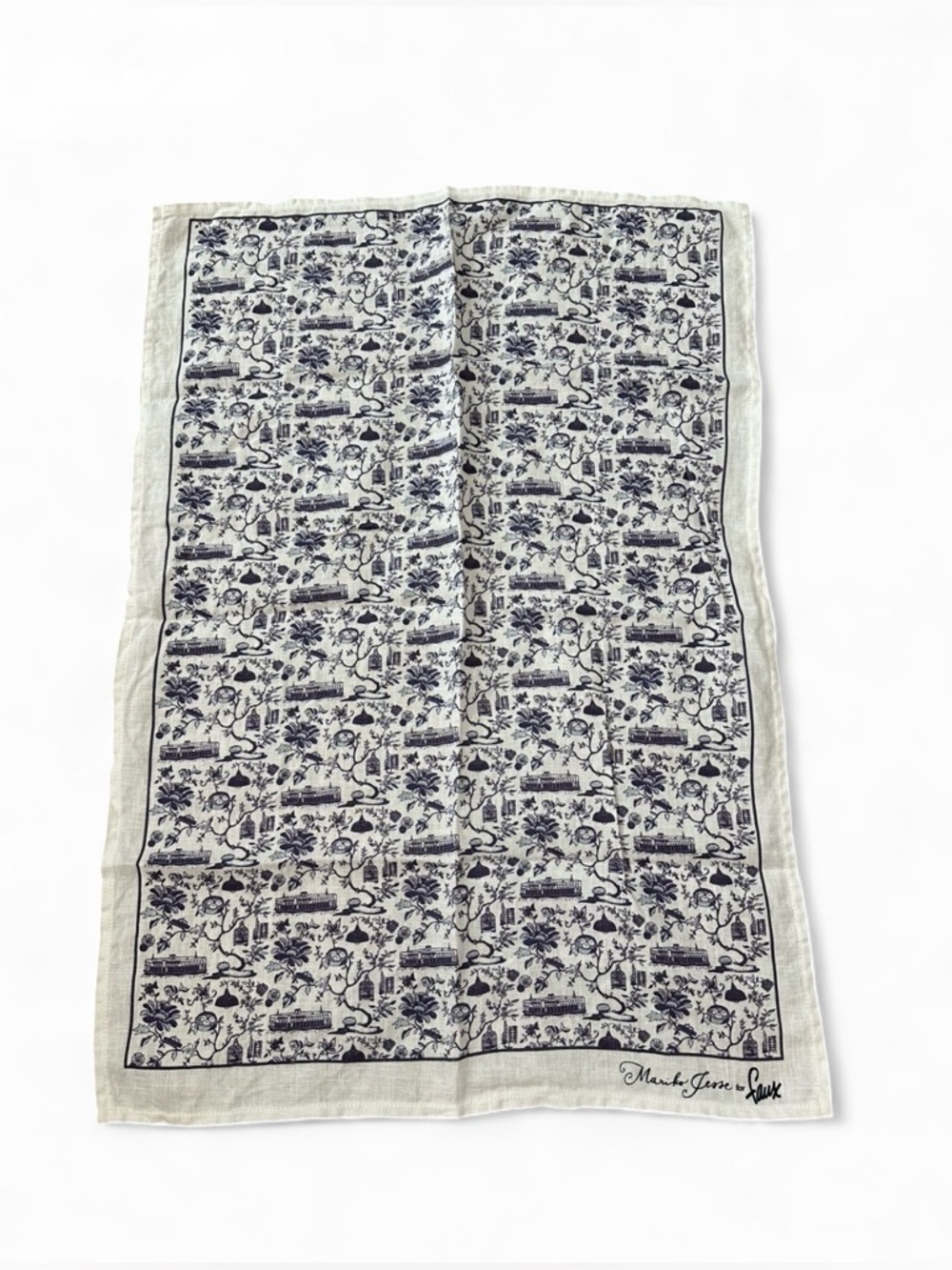 HK Toile Tea Towel Blue by Mariko Jesse